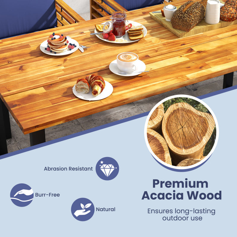 7 Pieces Patio Acacia Wood Dining Chair and Table Set for Backyard and Poolside