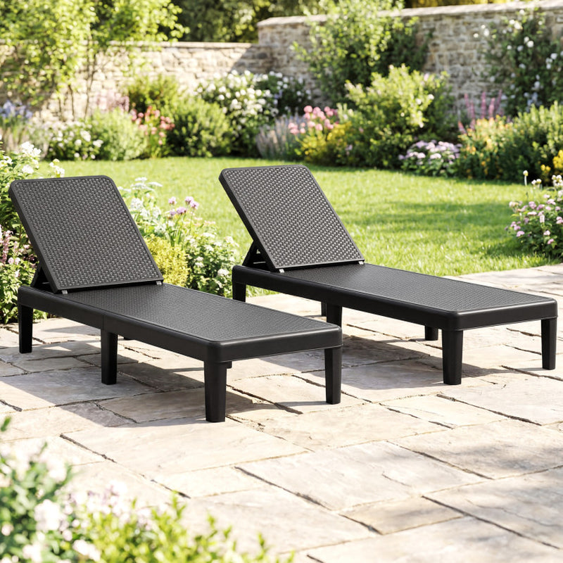 Outdoor Chaise Lounger Chair with Waterproof Rattan Textured PP Surface and 330 Lbs Capacity