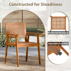 5 Pieces Acacia Wood Dining Set with Outdoor Table and Rattan Chairs for 4 Persons