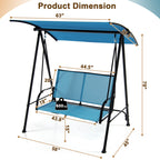 2-Seat Outdoor Canopy Swing with Comfortable Fabric Seat and Heavy-Duty Metal Frame