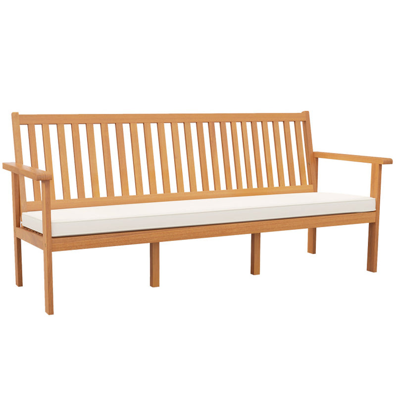 Two Person Solid Wood Garden Bench with Curved Backrest and Wide Armrest