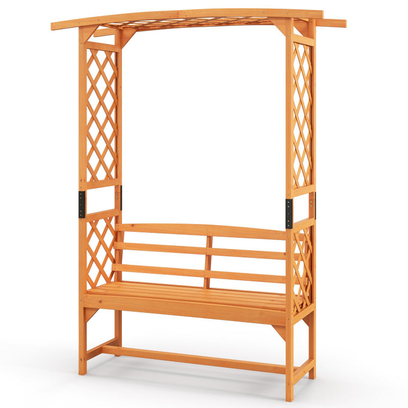 6.5 FT Tall Patio Garden Arbor with Pergola and 2-Seat Bench for Garden Backyard Decoration