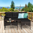 3 Pieces Patio Furniture Sectional Set with 5 Cozy Cushions