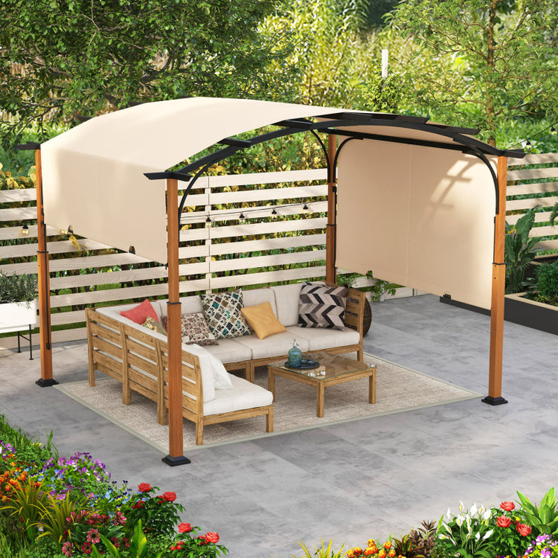 10 X 12 FT Outdoor Retractable Pergola with Retractable Canopy for Patio