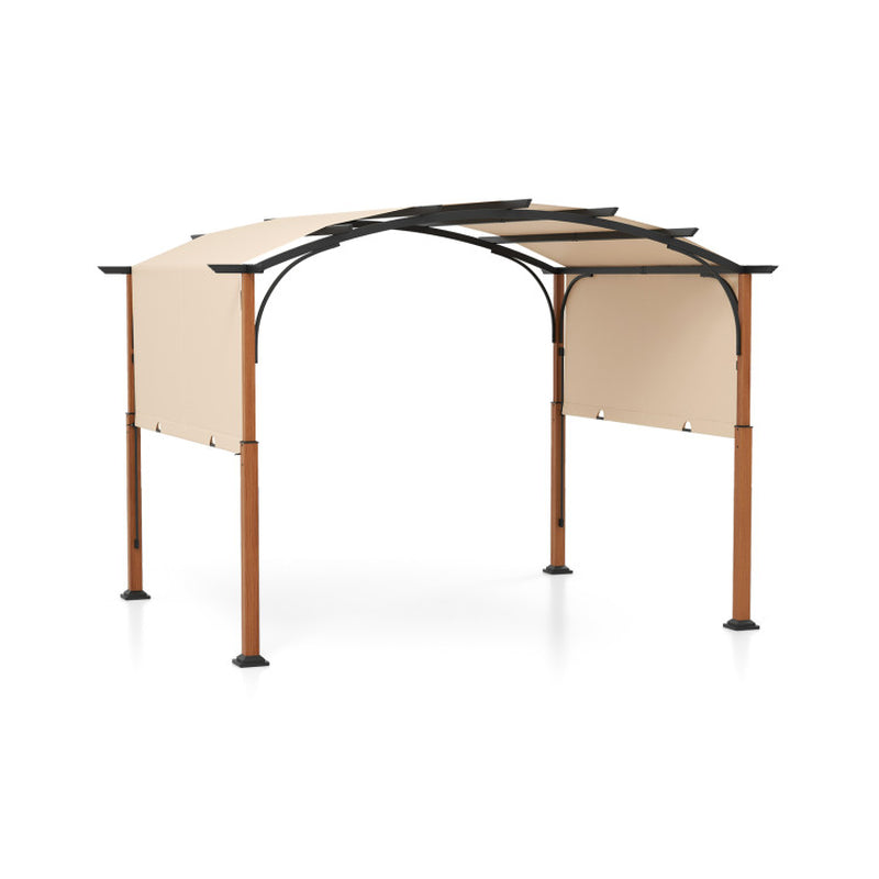 10 X 12 FT Outdoor Retractable Pergola with Retractable Canopy for Patio