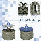 Outdoor PE Wicker round Daybed with Retractable Canopy and Cushions