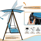 2-Seat Outdoor Canopy Swing with Comfortable Fabric Seat and Heavy-Duty Metal Frame