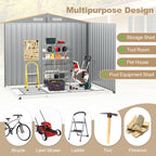Weather Resistant Galvanized Steel Shed with Tilted Roof for Backyard Garden Patio Lawn