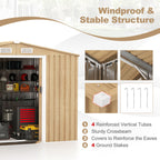 Weather Resistant Galvanized Steel Shed with Tilted Roof for Backyard Garden Patio Lawn