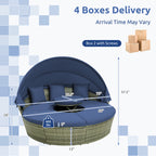 Outdoor PE Wicker round Daybed with Retractable Canopy and Cushions