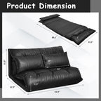 Foldable PU Leather Leisure Floor Sofa Bed with 2 Pillows