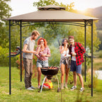 8 X 5 Feet Grill Gazebo with 2 Shelves 6 Hooks and Metal Frame