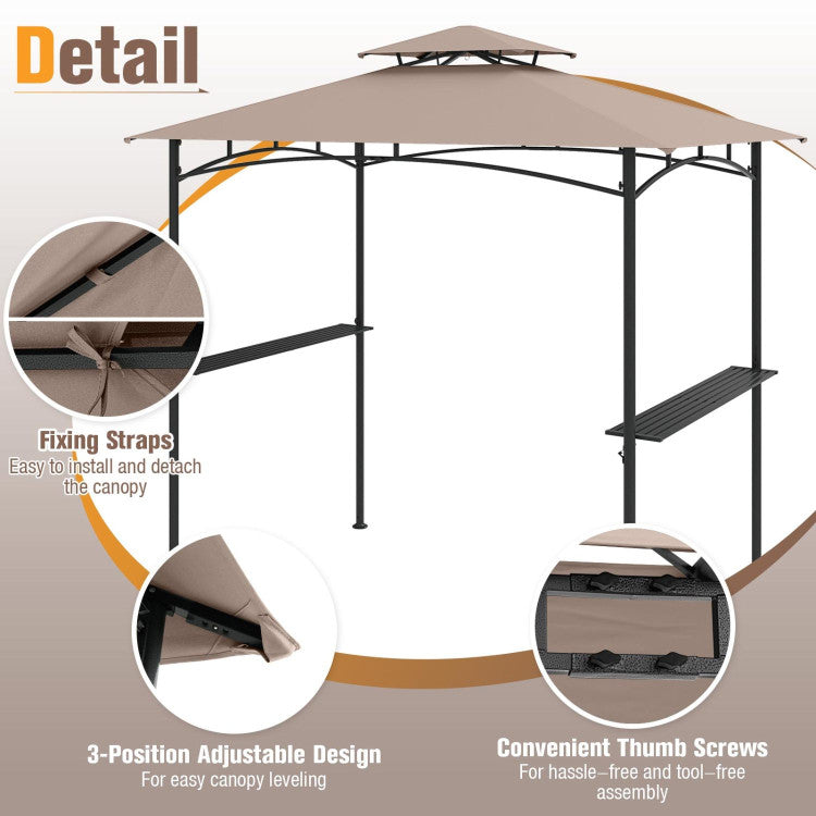 8 X 5 Feet Grill Gazebo with 2 Shelves 6 Hooks and Metal Frame