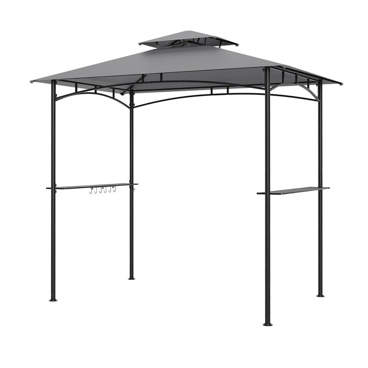 8 X 5 Feet Grill Gazebo with 2 Shelves 6 Hooks and Metal Frame