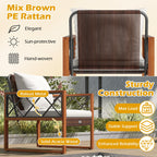 3 Pieces Patio Furniture Set with Tempered Glass Top Table and Soft Cushions