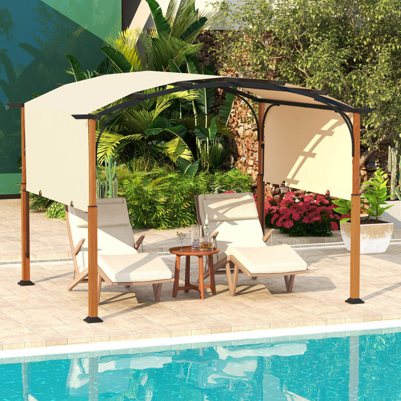 10 X 12 FT Outdoor Retractable Pergola with Retractable Canopy for Patio