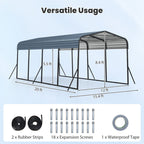 12 X 20 Feet Heavy-Duty Carport Outdoor Galvanized Steel Garage Car Shelter