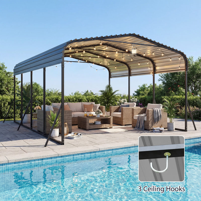 12 X 20 Feet Heavy-Duty Carport Outdoor Galvanized Steel Garage Car Shelter
