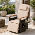 Adjustable Outdoor Patio Recliner Chair with Fold-Down Side Table & Built-In Footrest