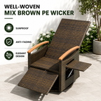 Adjustable Outdoor Patio Recliner Chair with Fold-Down Side Table & Built-In Footrest