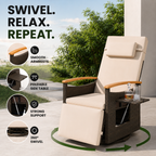 Adjustable Outdoor Patio Recliner Chair with Fold-Down Side Table & Built-In Footrest