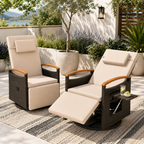 Adjustable Outdoor Patio Recliner Chair with Fold-Down Side Table & Built-In Footrest
