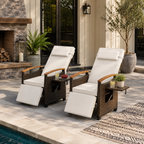 Adjustable Outdoor Patio Recliner Chair with Fold-Down Side Table & Built-In Footrest