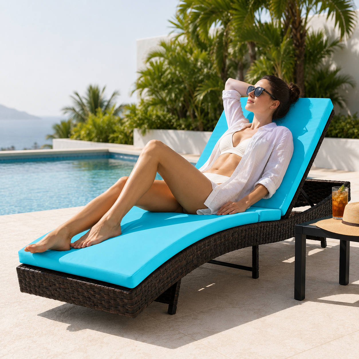 Folding Outdoor Chaise Lounge Chair | 5-Position Reclining Patio Lounger |