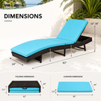 Folding Outdoor Chaise Lounge Chair | 5-Position Reclining Patio Lounger |