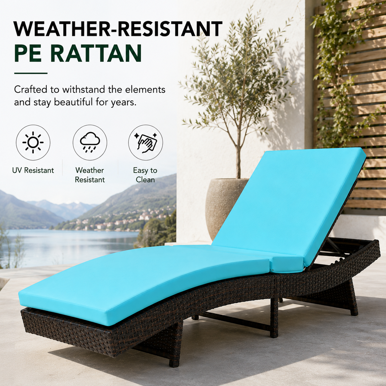 Folding Outdoor Chaise Lounge Chair | 5-Position Reclining Patio Lounger |