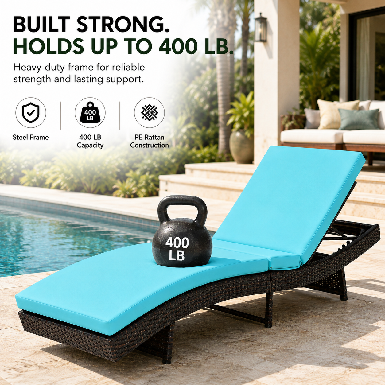 Folding Outdoor Chaise Lounge Chair | 5-Position Reclining Patio Lounger |