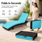 Folding Outdoor Chaise Lounge Chair | 5-Position Reclining Patio Lounger |