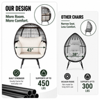 Oversized Outdoor Egg Lounge Chair for 2 with Thick Cushions & All-Weather Wicker