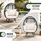 Oversized Outdoor Egg Lounge Chair for 2 with Thick Cushions & All-Weather Wicker