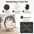 Oversized Outdoor Egg Lounge Chair for 2 with Thick Cushions & All-Weather Wicker