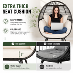 Oversized Outdoor Egg Lounge Chair for 2 with Thick Cushions & All-Weather Wicker