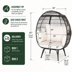 Oversized Outdoor Egg Lounge Chair for 2 with Thick Cushions & All-Weather Wicker