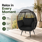 Oversized Outdoor Egg Lounge Chair for 2 with Thick Cushions & All-Weather Wicker