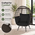Oversized Outdoor Egg Lounge Chair for 2 with Thick Cushions & All-Weather Wicker