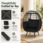 Oversized Outdoor Egg Lounge Chair for 2 with Thick Cushions & All-Weather Wicker