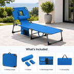 Portable Outdoor Tanning Lounge Chair with Face Opening, Adjustable Backrest & Carry Strap