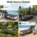 Portable Outdoor Tanning Lounge Chair with Face Opening, Adjustable Backrest & Carry Strap (Grey)