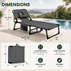 Portable Outdoor Tanning Lounge Chair with Face Opening, Adjustable Backrest & Carry Strap (Grey)