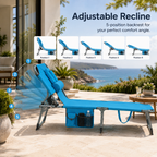Portable Outdoor Tanning Lounge Chair with Face Opening, Adjustable Backrest & Carry Strap