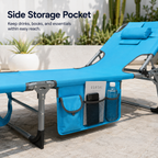 Portable Outdoor Tanning Lounge Chair with Face Opening, Adjustable Backrest & Carry Strap