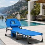 Portable Outdoor Tanning Lounge Chair with Face Opening, Adjustable Backrest & Carry Strap