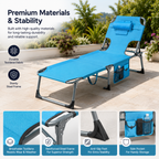 Portable Outdoor Tanning Lounge Chair with Face Opening, Adjustable Backrest & Carry Strap