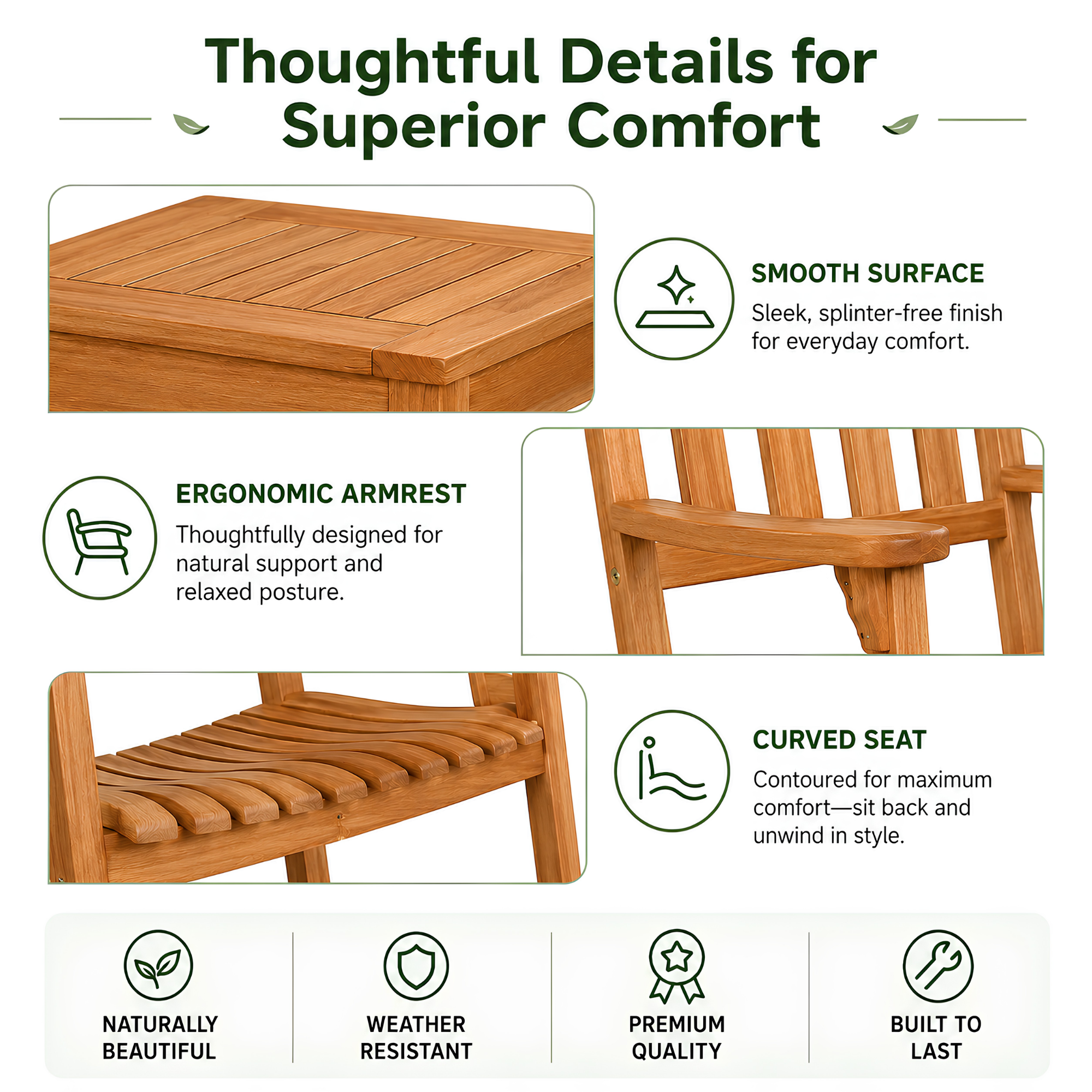 Solara Eucalyptus Patio Rocking Chair Set
