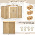 Weather Resistant Galvanized Steel Shed with Tilted Roof for Backyard Garden Patio Lawn