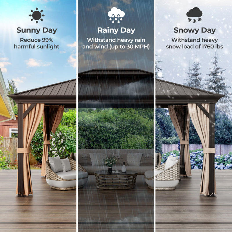 12' X 16' Double-Roof Hardtop Gazebo with Galvanized Steel Roof